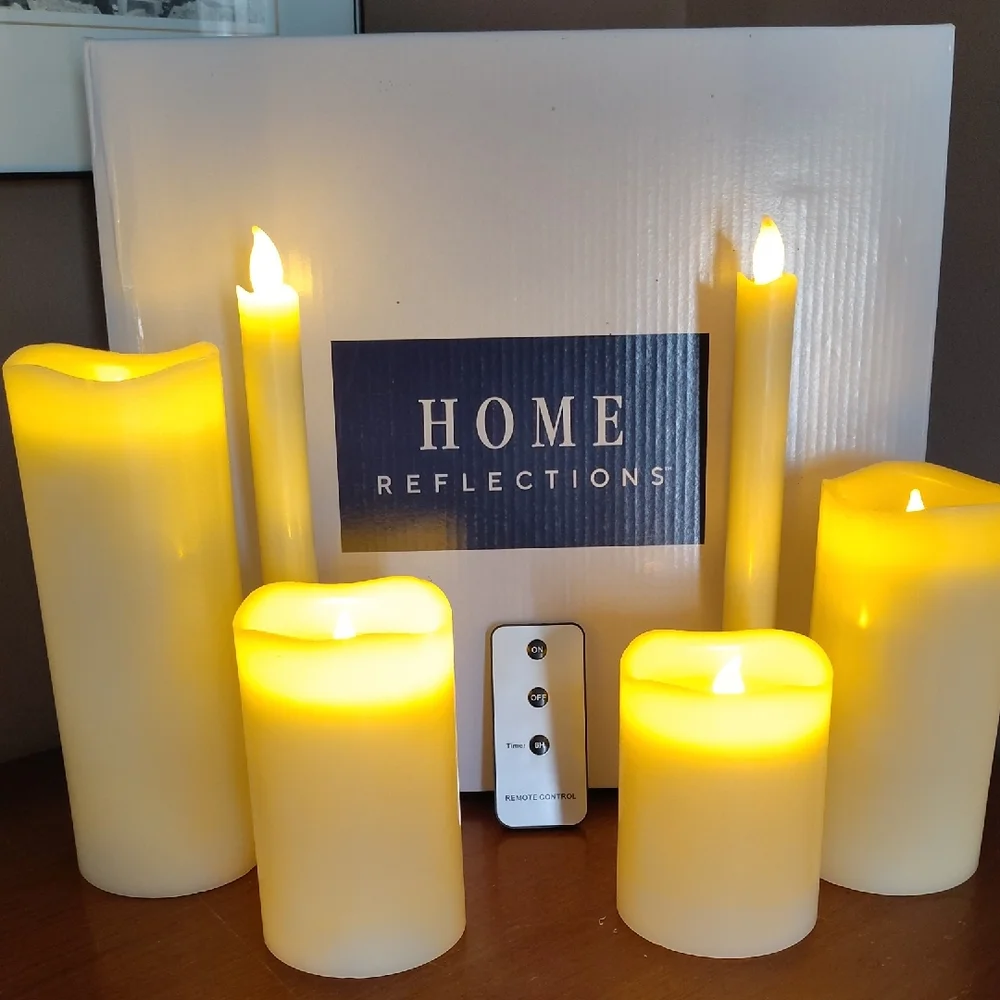 Flameless Candles 6 Piece Set With Remote, Kid Safe, Cozy & Convenient - Picture 1 of 5
